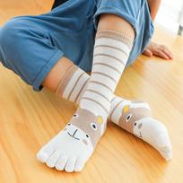 Vaikinų ilgos kojinės prakaitą sugeriančios medvilninės kojinės Madingos kojinės su pirštais 3-7 years old-3 beige