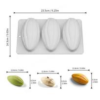 3‑Cavity Cacao Pod Shaped Silicone Mold Food‑Grade Easy Release 3D Mousse Chocolate Dessert Baking Mould for Home Pastry balta