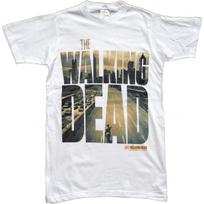 The Walking Dead Logo Men's Slim Fit T-Shirt, White, Medium S balta