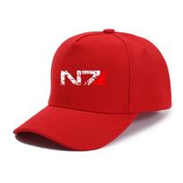 N7 Special Forces Baseball Cap Flat Peak Hip Hop Hats Mass Effect Snapback Caps Unisex Casual Travel Outdoor Sun Hats 55CM-60CM red