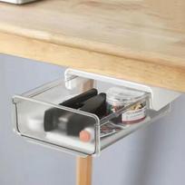 Drawer Style Storage Box Under the Table Office Desktop Sundries Organizer Bin Home Cosmetics Punch-Free Hidden Stationery Shelf S-20x17x7cm beige