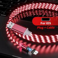 Magnetic Streamer Charging Cable – Stylish Breathing Light for Mobile Phones for ios raudona