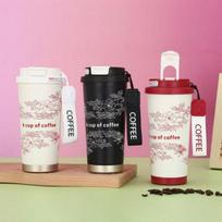 Lily Insulated Stainless Steel Coffee Cup with Straw - Fashionable, Portable, Double Wall, Large Capacity. 500ml balta