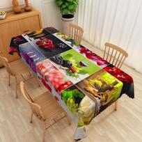 Fruit Food Vegetable Print Tablecloth Grains Spices Pattern Decorative Kitchen for Farmhouse Party Restaurant Picnic Table Cloth 100x140cm black