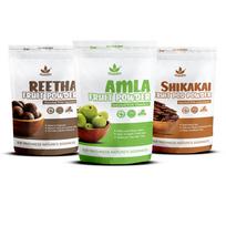 Havintha Natural Amla Reetha Shikakai Powder for Healthy Hair | Herbal Hair Care Combo | Hair Cleanser & Conditioner | Controls Hair Fall, Dandruff brown