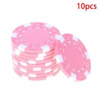 10 vnt. ABS plastiko pokerio žetonai Kazino Texas Hold'em Pokerio Metalinės Monetos 11,5g Žetonai Pokerio Žaidimo Žetonų Rinkinys Priedai rožinė