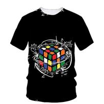 Rubiko kubas 3D spausdintas marškinėlis vyrui vasarinis apvalia iškirpte trumpomis rankovėmis didelio dydžio viršus kasdienis marškinėlis laisvas gatvės stilius Harajuku XS gray