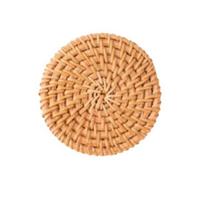 Rankomis pintas rotango padėkliukų rinkinys Atsparus karščiui padėkliukas puodeliams, arbatinukams, puodams Natūralus ekologiškas kaimiškas stalo apsaugas namų virtuvei 8cm beige