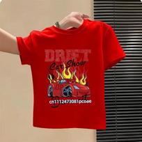 Hot Cars Lightning McQueen Around Short-sleeved Boys and Girls Summer Cotton All-match T-shirt Clothes 100 red