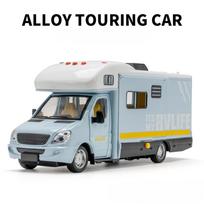 1/32 Turistinis Kemperis Modelis Žaislinis Automobilis Lydinio Diecast Transporto Priemonė Durys Atsidaro Metalinis Kėbulas Guminės Padangos Garsas Šviesa Atgal Traukiamas Žaislas Dovana Vaikams gray