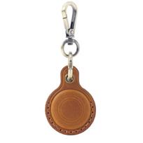 Genuine Leather Pet Anti-Lost Keychain for Apple AirTag Tracker brown