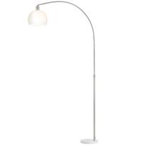 Floor Lamp, Curved Head, Foot Switch, Marble Base, Plastic Shade, White 90 x 26 x 180 cm balta