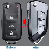 Pakeičiamas modifikuotas atlenkiamas automobilio raktų dėklas 202AD/L/H, skirtas VW Polo Tiguan Jetta Golf Skoda Seat atlenkiamam nuotolinio valdymo raktui ct2 gray