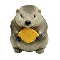 Groundhog Prank Toy Funny Screaming Grab Biscuit Exaggerated Sound Interactive Desk Decoration Hilarious Gag Gift Present for Office beige