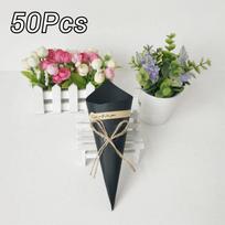 50Pcs With Rope Tag Bouquet Wrapping Tubes Kraft Paper Flower Packaging  Wedding Decoration juoda