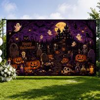 Decoration backdrop suitable for Halloween-themed party - featuring a witch 47.2x31.5inch/120*80cm black