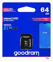 MicroSDXC atminties kortelė 64GB CLASS 10 UHS-I/U1 su SD adapteriu GOODRAM