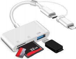 SD kortelių skaitytuvas USB-C 3in1 adapteris iPhone iPad OTG