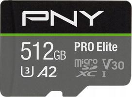 MicroSDXC kortelė PNY PRO Elite 512GB Class 10 UHS-I/U3 A2 V30