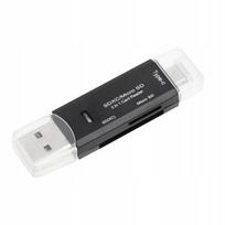 Kortelių skaitytuvas 3in1 USB 2.0 Micro USB Type-C, TF SD