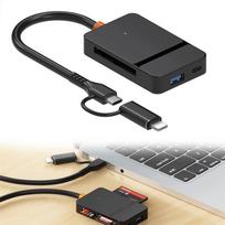 USB kortelių skaitytuvas USB 3.0, USB-C, microSD, TF, iki 2 TB, 5Gb/s