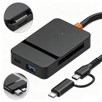USB-A ir USB-C atminties kortelių skaitytuvas SD/TF/CF/MS, 5Gb/s duomenų perdavimas