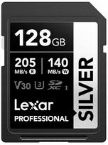 SD atminties kortelė Lexar 128GB SILVER, SDXC UHS-I M, iki 205MB/s skaitymo, 140MB/s rašymo greitis