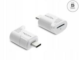 Kortelių skaitytuvas mini microSD USB-C 5Gbps baltas Delock 91427