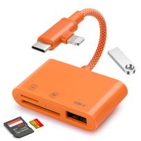 SD microSD TF kortelių skaitytuvas USB-C Lightning USB-A 3in1 nešiojamiesiems kompiuteriams ir telefonams