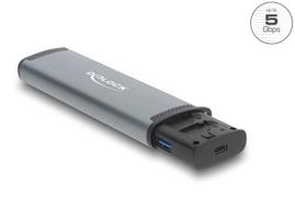 USB kortelių skaitytuvas 5Gb/s su SD, microSD lizdais ir Delock 91018 kortelių laikymu