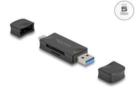 Kortelių skaitytuvas USB 5Gb/s USB-C/USB-A Delock 91020 SD ir microSD kortelėms