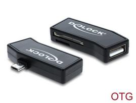 Micro USB OTG kortelių skaitytuvas su 1 x USB Delock 91730 jungtimi