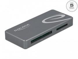 Kortelių skaitytuvas su USB-C ir USB-A hub Delock 91754
