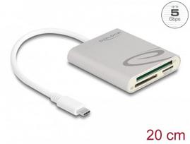 USB Type-C kortelių skaitytuvas Compact Flash, SD ir Micro SD Delock 91005