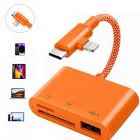 Atminties kortelių skaitytuvas SD ir microSD TF USB-A 2.0 USB-C