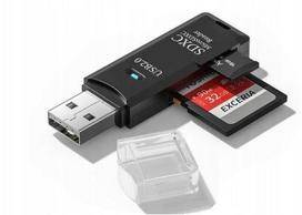 USB 2.0 mikro SD atminties kortelių skaitytuvas juodas