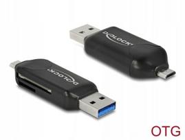 Kortelių skaitytuvas Micro USB OTG / USB 5Gbps Delock 91734 T SD / MMC ir Micro SD
