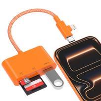 SD microSD TF kortelių skaitytuvas USB-C Lightning USB-A 3in1 nešiojamam kompiuteriui telefonui
