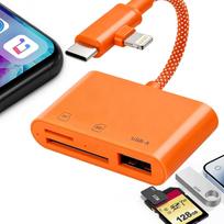 3in1 adapteris ir atminties kortelių skaitytuvas Android, iPhone, Lightning, Micro SD, USB