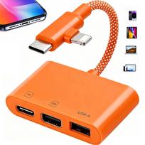 Kortelių skaitytuvas SD MicroSD TF USB-C Lightning USB-A 3in1 kompiuteriui ir telefonui