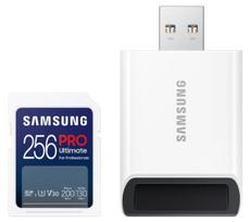 2x SD atminties kortelė Samsung 256GB SDXC PRO Ultimate 200MB/s su skaitytuvu