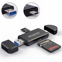 Kortelių skaitytuvas 3in1 USB / microUSB / USB-C, SD ir microSD