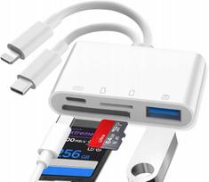 USB C kortelių skaitytuvas Oliveria 4 in 1, SD adapteris, iPhone