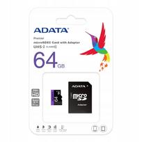 Micro SDXC atminties kortelė ADATA 64GB Class 10 UHS1 su SD adapteriu