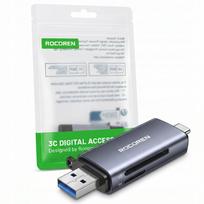 Atminties kortelių skaitytuvas Rocoren SD microSD TF 2in1 USB-C USB 3.0 OTG Space Gray