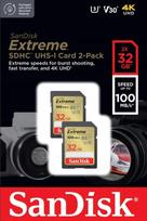 Atminties kortelių rinkinys SANDISK 32GB SD SDHC Class 10 EXTREME UHS U3 V30, 2 vnt.