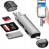 Kortelių skaitytuvas USB-C SD MicroSD USB 3.0 Micro-USB TF Plug&Play