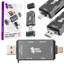 Kortelių skaitytuvas 6 in 1 USB-A USB-C SD MicroSD adapteris kompiuteriui ir telefonui