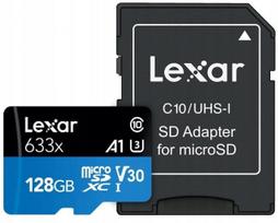 Atminties kortelė Lexar 128GB microSDXC 633x UHS-I A1 V30 U3