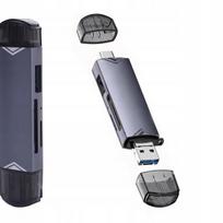 USB-C SD atminties kortelių skaitytuvas 6in1, USB 3.0, 5Gb/s, iki 2TB